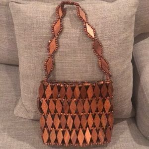 Vintage Bohemian wooden purse/ bag